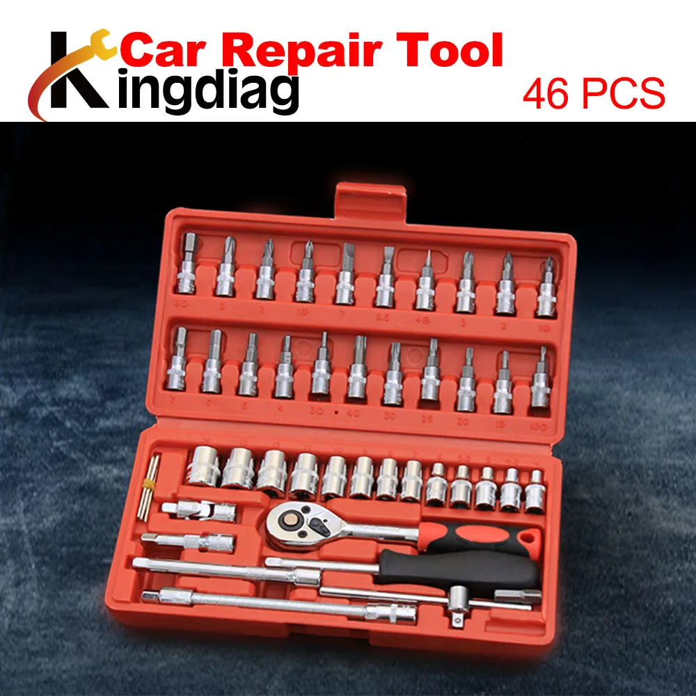

46pcs/set Carbon Steel Combination Tool Set Hardware Tool Kit For Car Auto Repairing tool Torque Ratchet Wrench Car Repair Tool