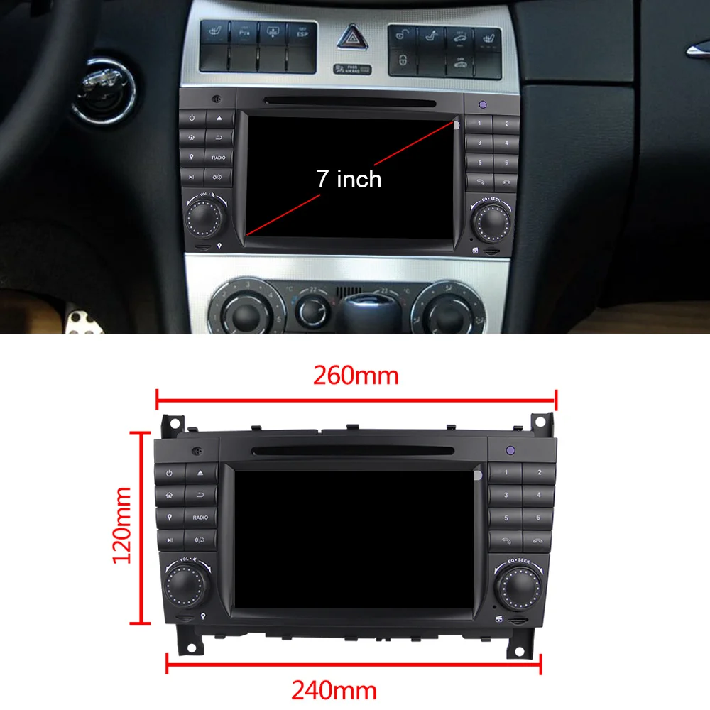 Clearance Eunavi 8 Core 2 Din Android 9 Car Dvd Player Radio GPS For C-class W203 2004 - 2007 Clk W209 2005 A-w168 1998 2002 Clk-c209 DSP 2