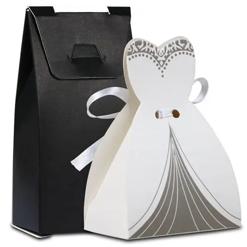 100pcs Wedding Favor Candy Box Bride& Groom Dress Tuxedo Party w/ Ribbon Free shipping