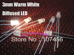 Emissor de Luz Branco Quente Ultra Brilhante Difundido Lâmpadas Led Novo Frete Grátis Diodo 1000 Pçs 3mm