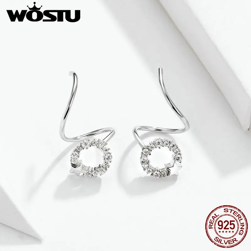 WOSTU 2020 женские серьги из 100% настоящего серебра с фианитами для женщин модные