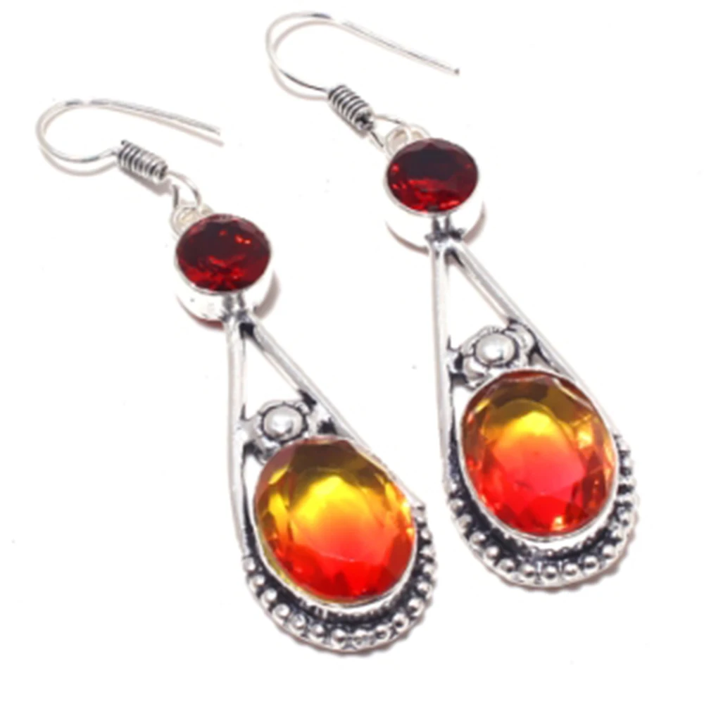 

Ametrines , Silver Overlay on Copper Earrings ,64 mm , E3757