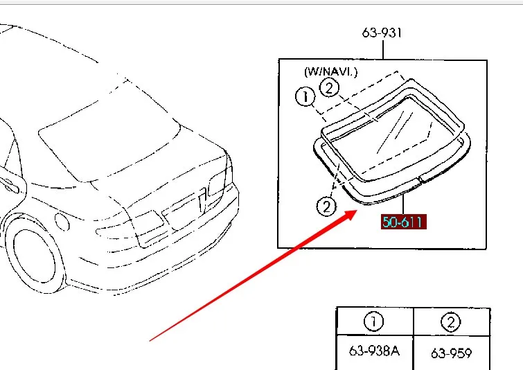 Заднее резиновое уплотнение ветрового стекла формы для mazda 6 2002-2005 GG OEM: GJ6A-50-611BW1