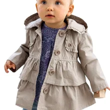 2017 Nouvelle Arrivée Filles À Capuchon Vent Manteau Marque Bébé Angleterre Style Veste Printemps Mode Vêtements pour Enfants, RC378