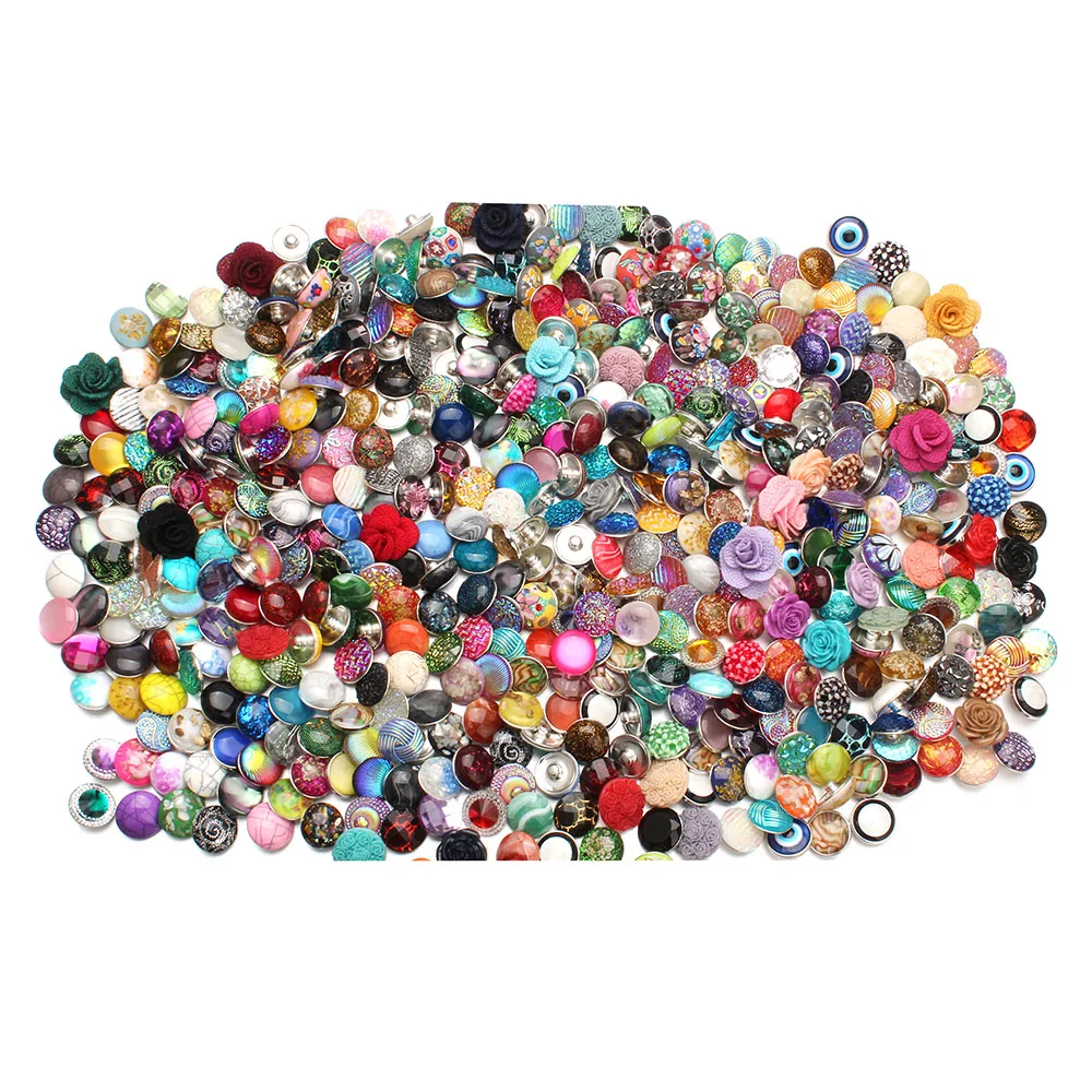 50pcs/lot Mixed Style Snap Jewelry Colorful Crystal Round 18mm Resin Snap Buttons fit Snap Bracelet Bangles ZD000-MIX