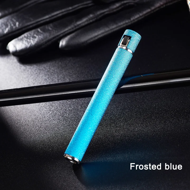 Креативная мини Бутановая горелка ветрозащитная заправляемая газовая зажигалка шлифовальные круги зажигалки для сигарет курительные гаджеты для мужчин - Цвет: Frosted blue