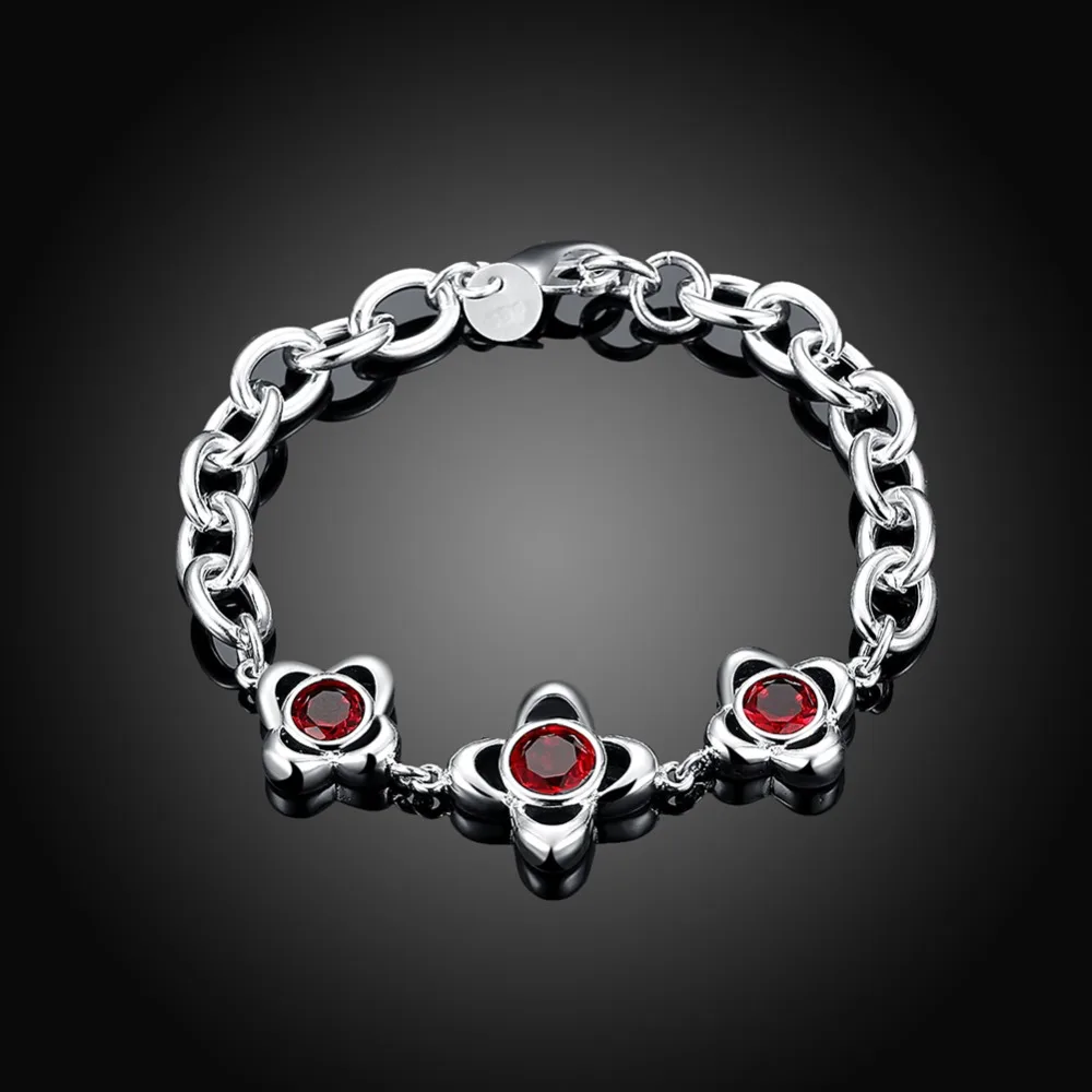 Женские браслеты из серебра 925 пробы с красным фианитом|bracelet sterling|bracelet sterling