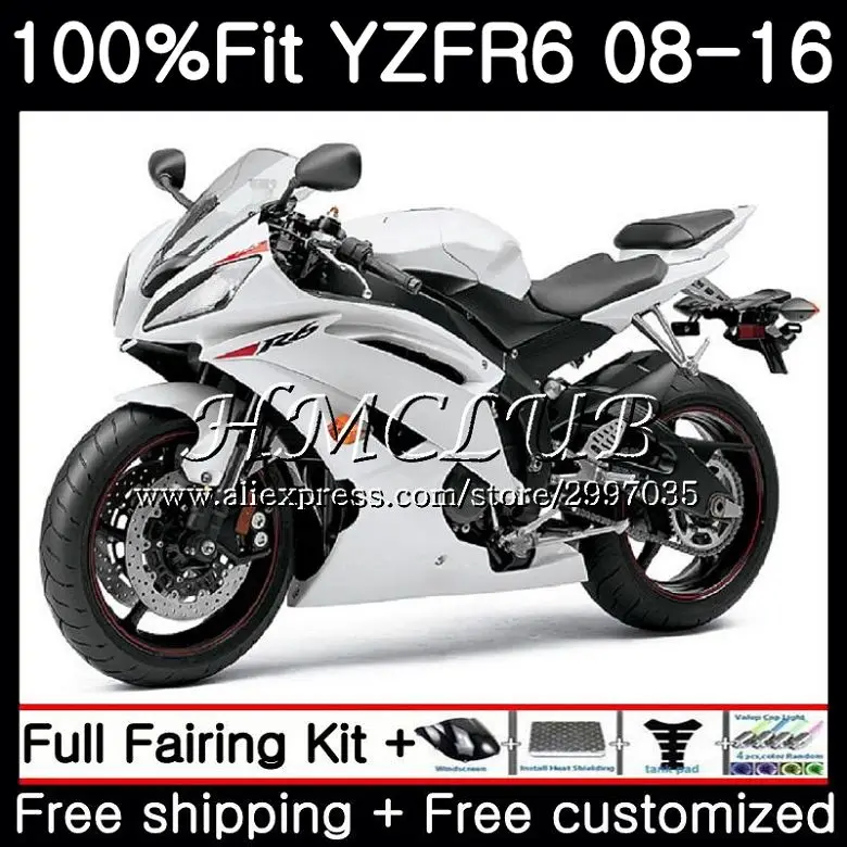 Инъекций для YAMAHA YZF600 YZF-R6 глянцевый белый 2008 2013 17HC. 13 YZF 600 R6 R 6 YZFR6 08 13, 14, 15, 16 лет обтекатель