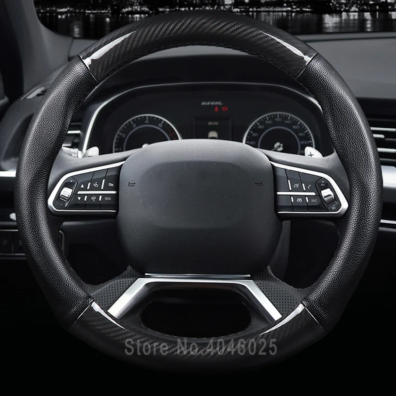 

Carbon fiber vinyl Patterned Massage Car Steering Wheel Cover Light Leather Fits Universal Car Styling Covers Steering Wheel