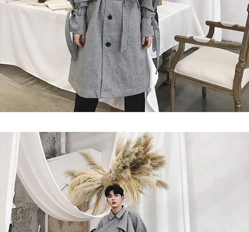  Trench Coat Men Streetwear Punk Rave Gothic Long Jacket  (5)