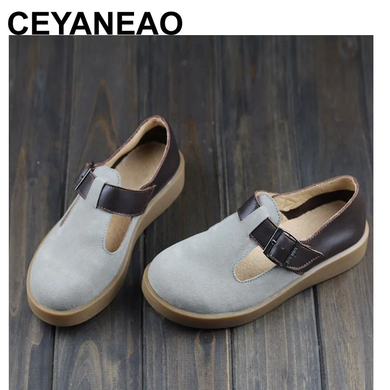 

CEYANEAO Japanese School Girl Shoes Brand Designer Flats Mori Girl Slip On Loafer Genuine Leather Shoes Free Style(h256)