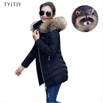 

Winter Jacket Women 2019 New Fashion Fake Raccoon Fur Collar Women Coat thick winter coat Women's Down Jacket Women winter coat