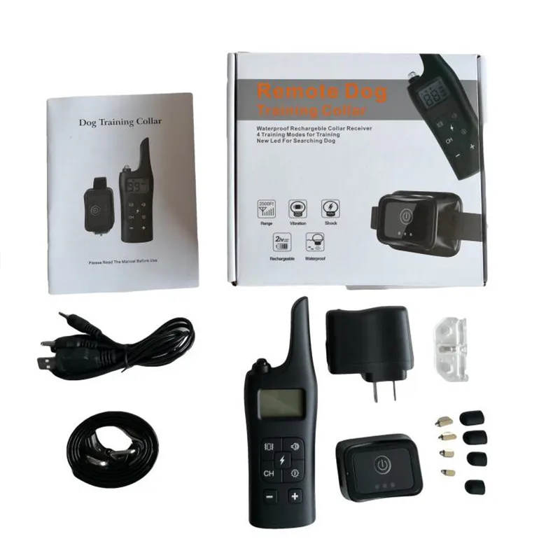 2019 new Electric Dog Training Collar Strong Signal Rechargeable Dog Collar With Remote Control Transmitter Pet Training Collars2
