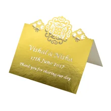 Золотистая фольга лазерная резка, для свадьбы на заказ именная карточка