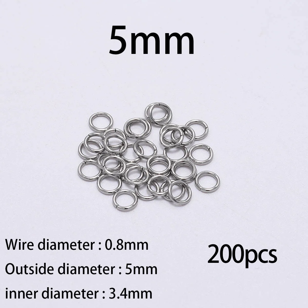 200pcs/Lot 4 5 6 8 10mm Stainless Steel Open Jump Rings Split Rings Connector For jewelry making Findings Accessories Supplies