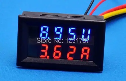2in1 DC Вольт Ампер Двойной Дисплей Измеритель постоянного тока 0 100V 100A Цифровой