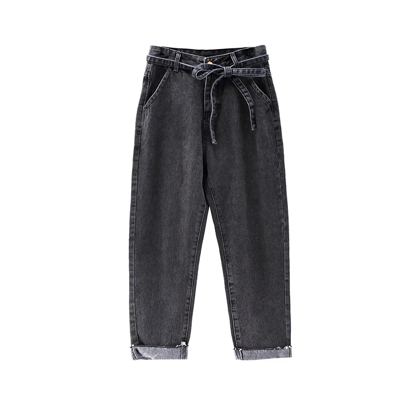 Summer Jeans Woman Vintage Plus Size High Waist Jeans Lace Up Boyfriend Jeans For Women Casual Denim Harem Pants Trousers C4238