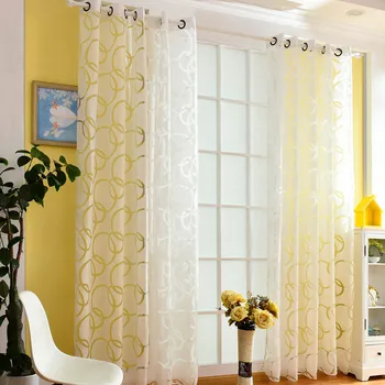 

Nordic Style Simple Circle Bubble Shape Printing Screens Elegant Polyester Sheer Window Curtains Home Decoration Curtain M/L