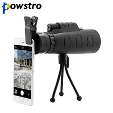 Powstro Универсальный телескоп объектив для телефона 40x60 HD Масштабирование оптический Монокуляр с зажимом и регулируемым штативом для компаса телефона