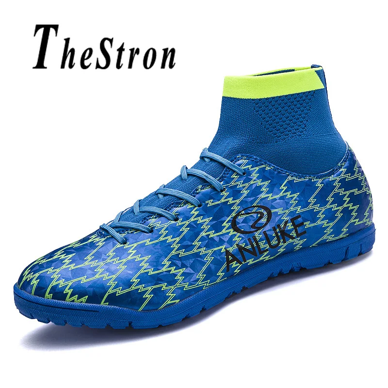 

Football Boots Men Blue Black Mens Indoor Soccer Shoes Sport High Top Football Training Boots Anti-Slip Soccer Boots For Men