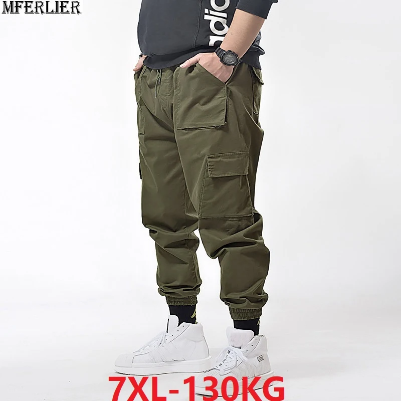 Billig Frühling Männer cargo hosen tasche bleistift hosen sommer high street plus größe 6XL 7XL mens casual sport kühlen hosen armee grün Stretch