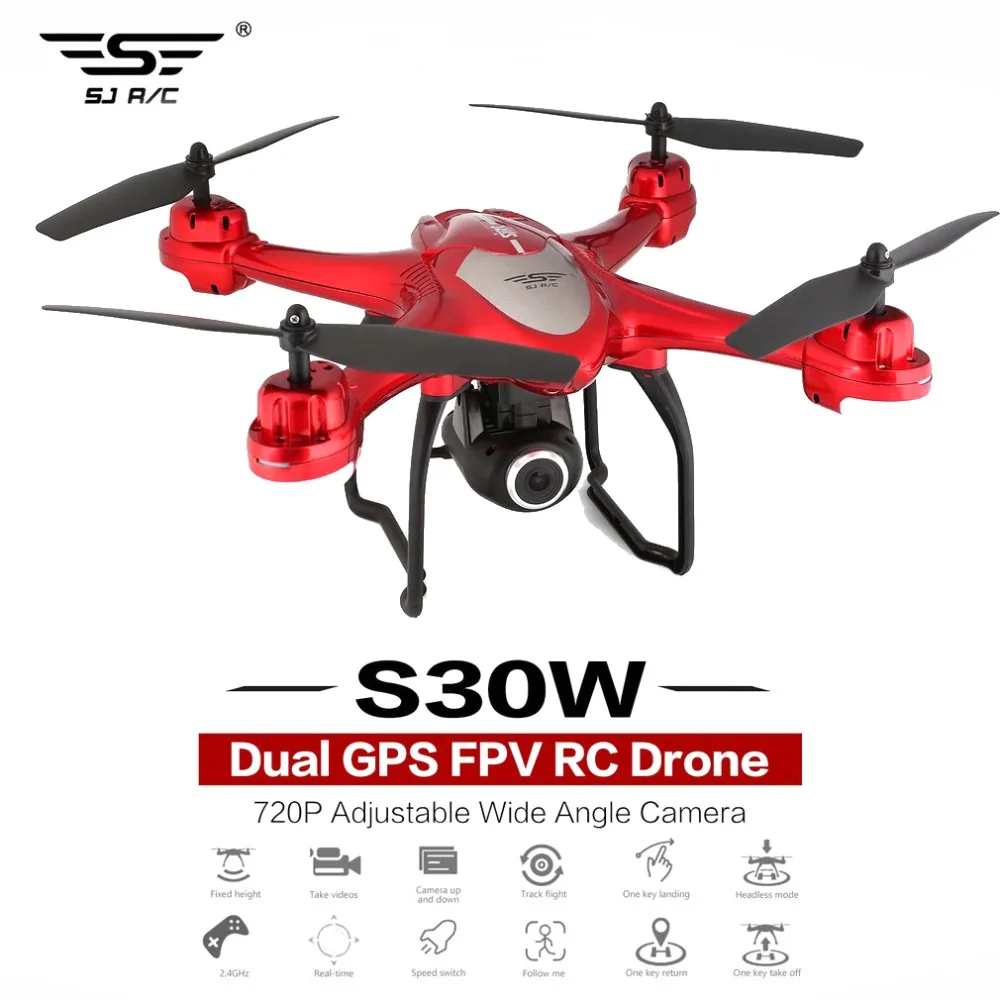 

SJ/RC S30W 2.4GHz Double GPS WiFi FPV Drone with 720P Wide Angle HD Camera RC Drone Dynamic Follow Me Quadcopter Vs MJX B3 B6