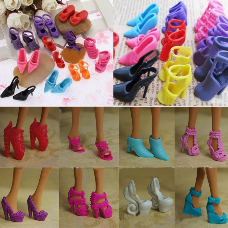 

2017 10 Pairs Trendy Mix Assorted Doll Shoes Multiple Styles Heels Sandals For Dolls