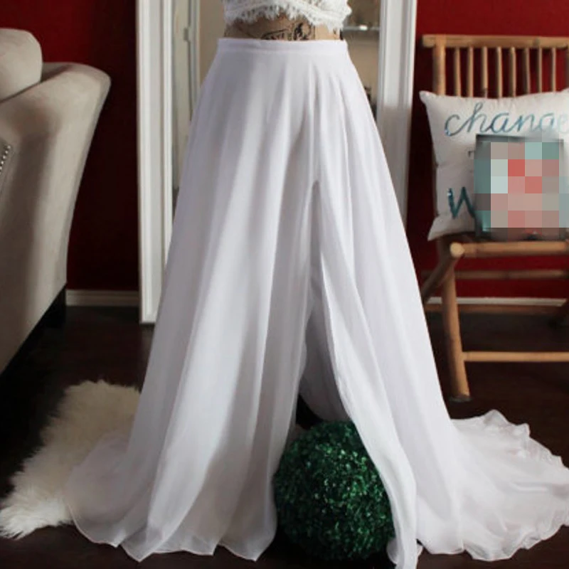 New Design White Chiffon Skirt Zipper Waistline A Line Floor Length ...