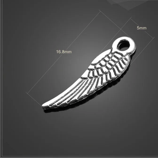 

Wholesale High quality 20 PCS/Lot 16.8mm*5mm alloy silver plated angel wing floating small charms