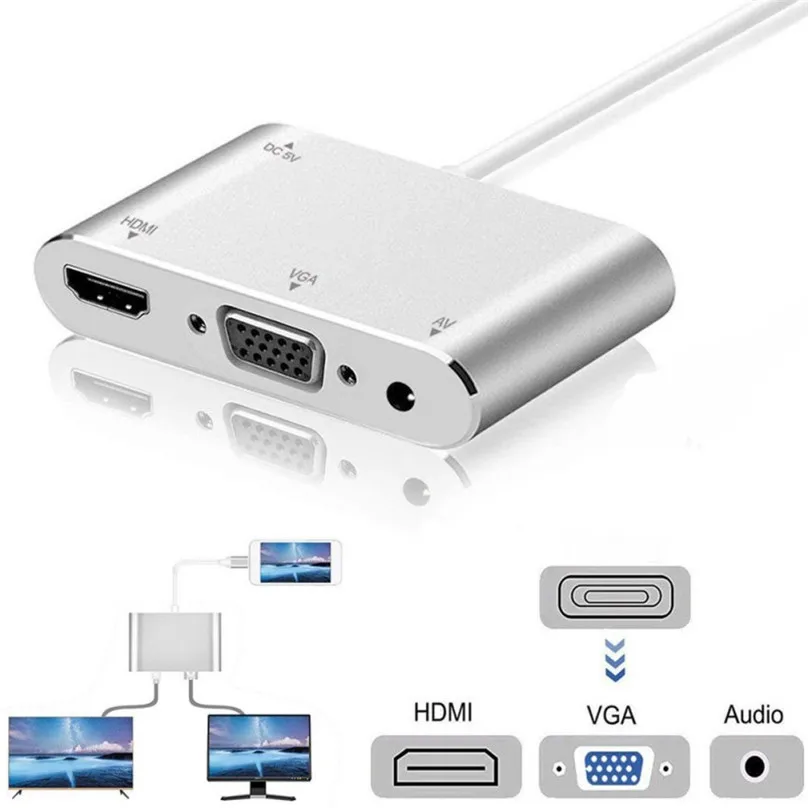 Высококачественный HDTV OTG кабель для Lightning-HDMI VGA AV аудио Vidio адаптер 8 pin iPhone X Xs Max XR iPad