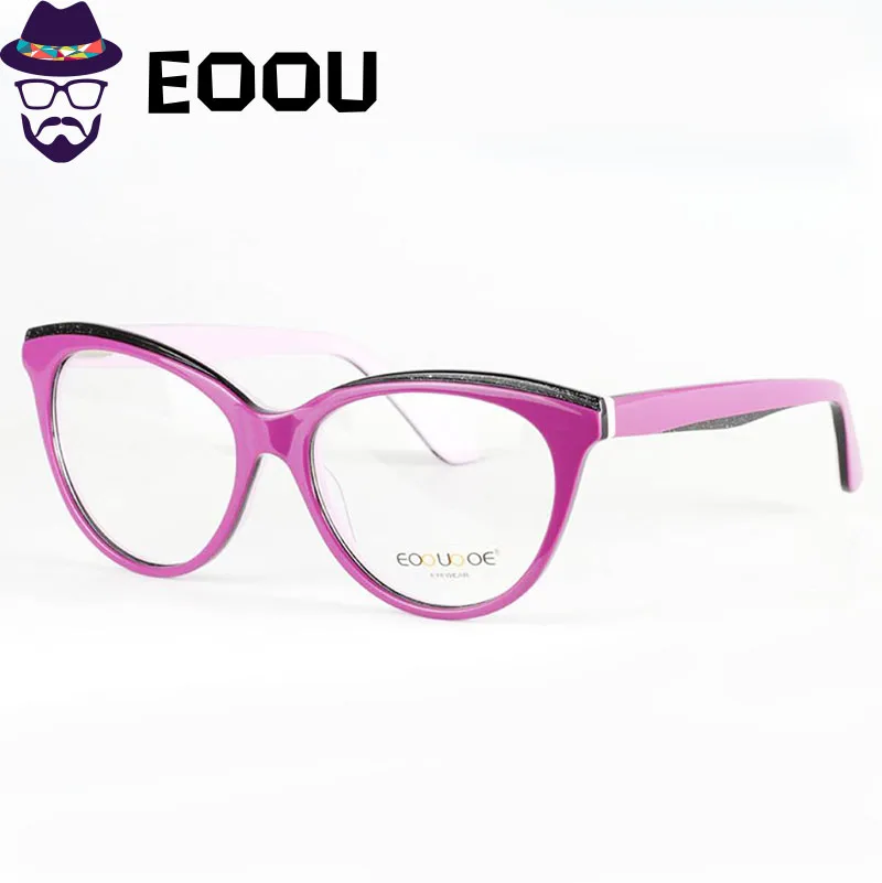 EOOUOOE женские фиолетовые синие оптические очки ацетатные Oculos Monturas Gafas Opticas кошачья