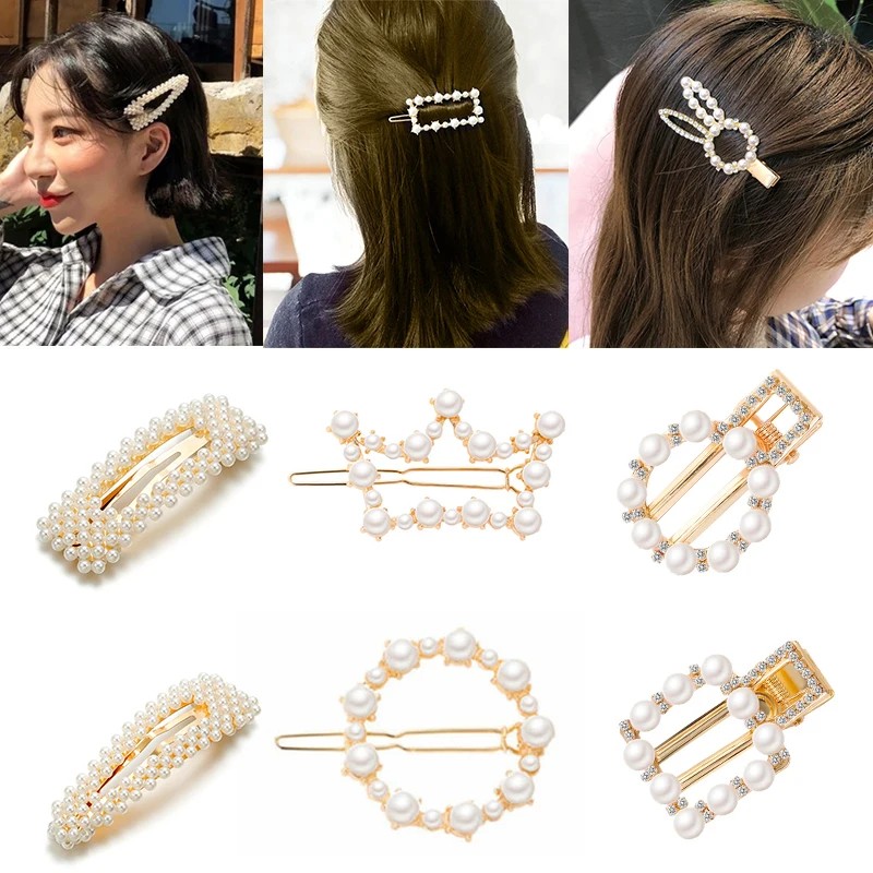 

Korea Fashion Imitation Pearl Hair Clip Barrettes for Women Girls Handmade Pearl Flowers Hairpins Hair Accessories 2019