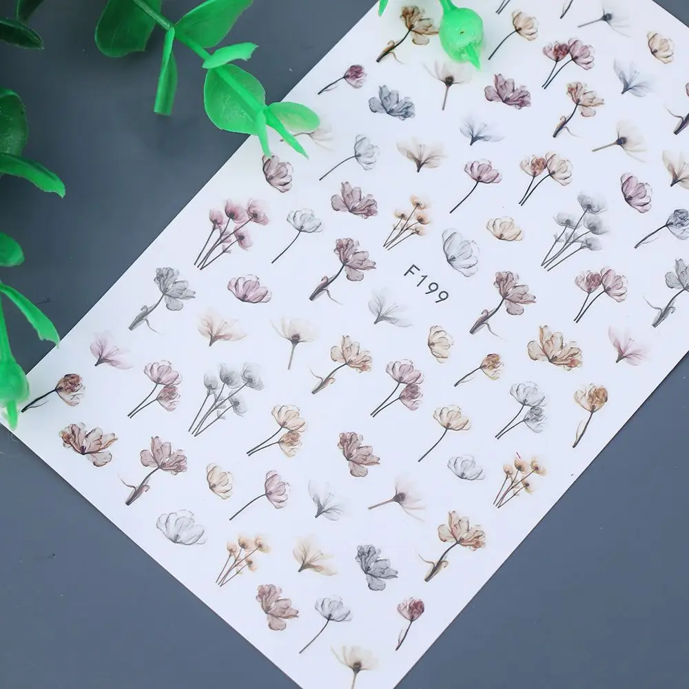 1 лист, рельефные 3D наклейки для ногтей, Цветущий цветок, стикеры 3D на ногти Nail Art Наклейки, клей для маникюра, украшения для ногтей