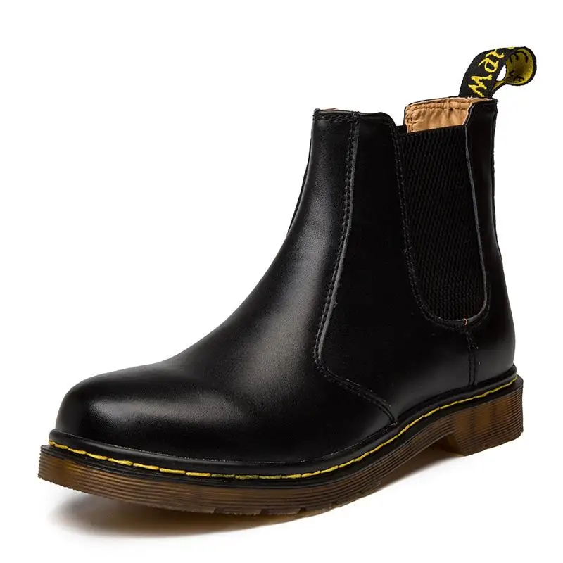 Vancat/осенне-зимние ботинки челси из натуральной кожи; Мужская обувь; винтажные классические ботильоны; водонепроницаемые мужские повседневные ботинки в байкерском стиле - Цвет: black