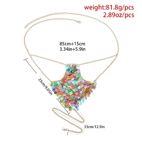 Новые сексуальные красочные украшения для тела с цепочкой, бюстгальтер с кольцом, колье на шее, колье, женское белье, металлическое бикини, вечерние ювелирные изделия - Окраска металла: 1