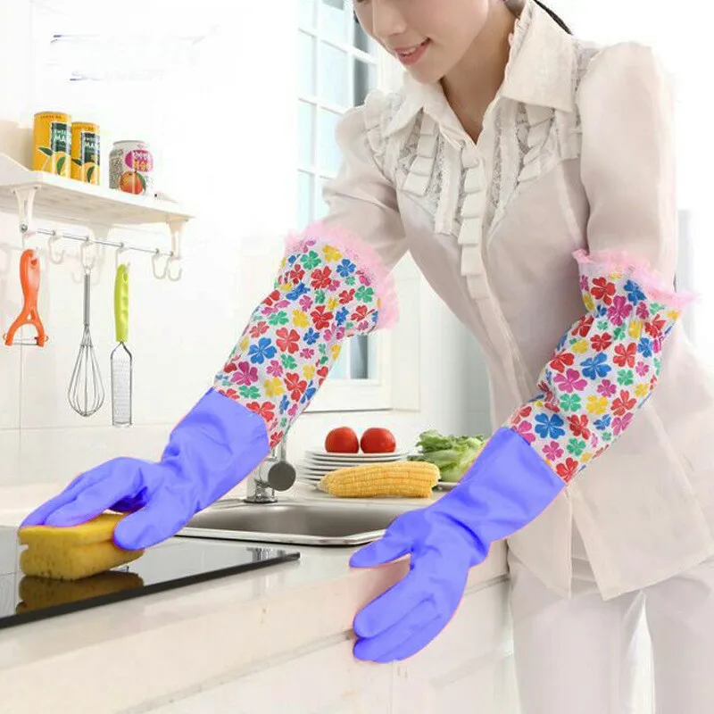 Household Gloves Household Cleaning Tools & Accessories Home & Garden household waterproof velvet lining latex gloves hot new 