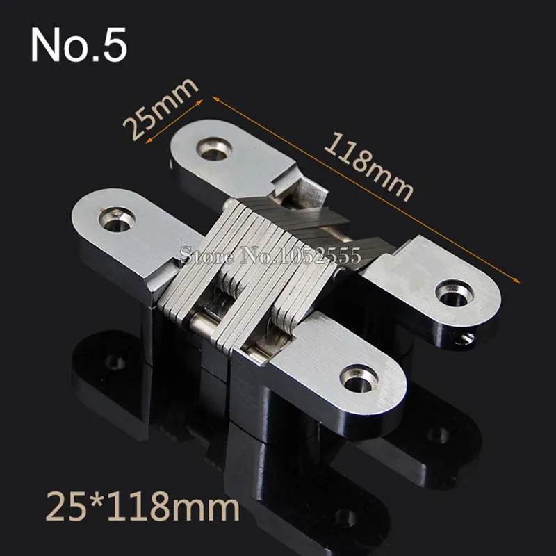 

5PCS 25x118mm Invisible Concealed Cross Door Hinge Stainless Steel Hidden Hinges Bearing 40KG With Screw For Folding Door K99