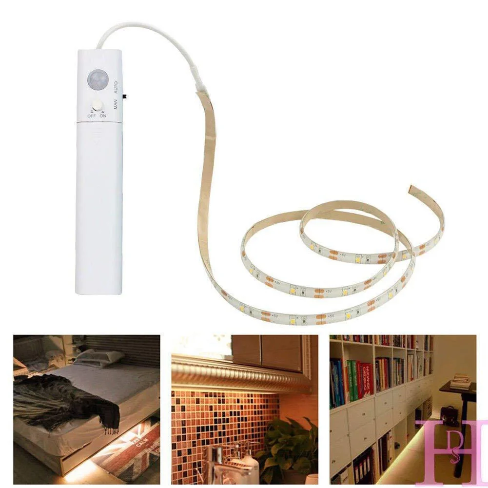 

LED Light Strip PIR Motion Sensor Activated Battery Low Energy Wardrobe Cabinet Lamp CLH@8