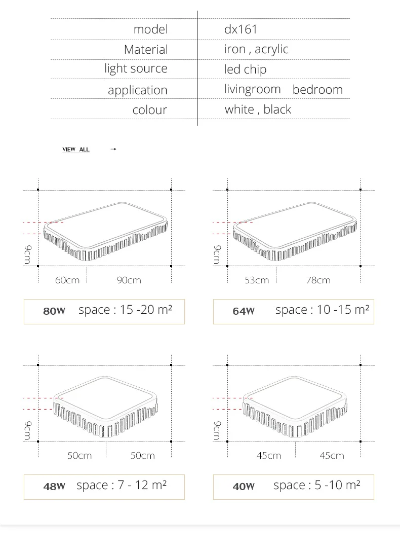 DX Fence Led Ceiling Light Square  (6)