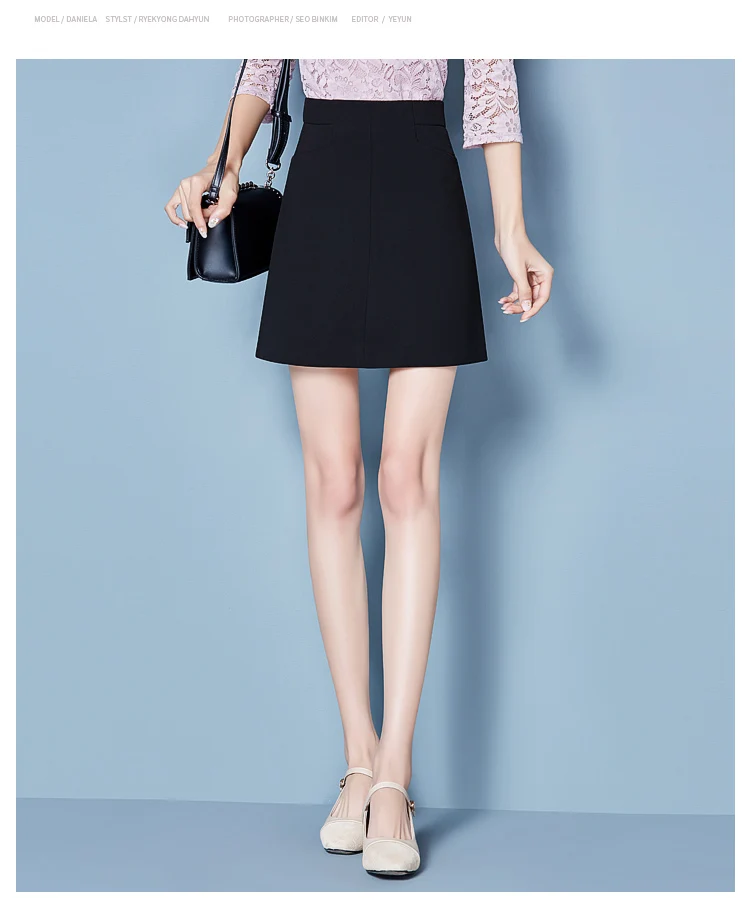 Женская Весенняя летняя юбка с высокой талией, простая однотонная трапециевидная юбка с шортами, Женская юбка E3213