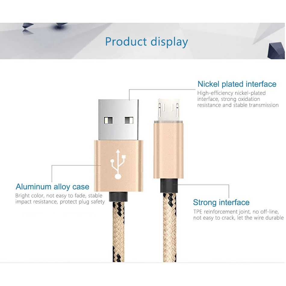 NOHON Nylon Micro USB Fast Charge Data Cable Android Phone For Samsung Galaxy S7 S6 Edge Huawei Xiaomi Oppo Charger Sync Cables (6)