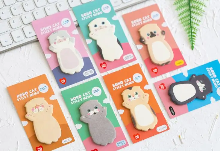 4 шт. Блокноты Sticky Note Kawaii Cat Бумага блокнот Daliy Скрапбукинг наклейки Офис Школьные принадлежности закладки