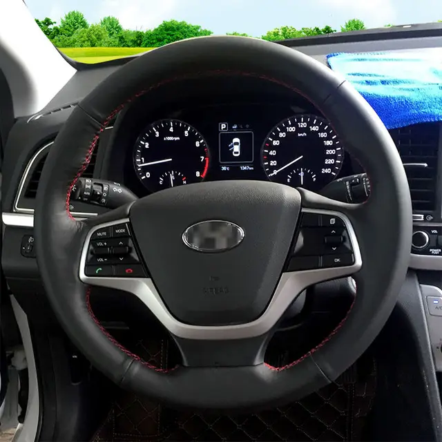 aliexpress com buy bannis black artificial leather diy hand hyundai elantra steering wheel size