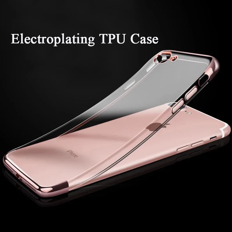 NEW For Apple iphone 6 6S 7 7plus Case Ultra-Thin Plating Clear Soft Silicone Transparent TPU Phone Cover For iphone 6SPlus Case (1)