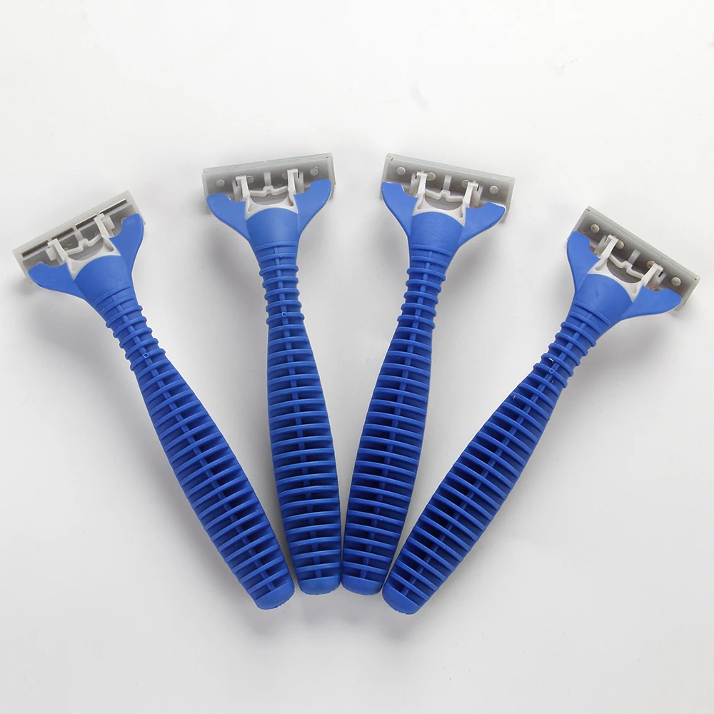 4Pcs/ Set Portable Men Razor Handle Razor 3 Layer Blade Portable Razor