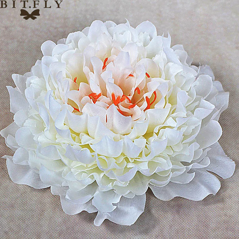 White 20 см искусственный цветок пиона головы бутоны Hydrangeas Шелковый цветок для фона дома сад Свадьба Вечеринка приборы для декорации - Цвет: White
