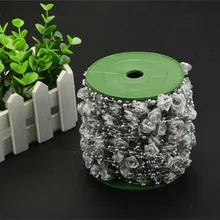 30m Wedding Decoration Ribbon Rose Flowers Artificial Plastic Pearl Beads Home Party Table Accessories