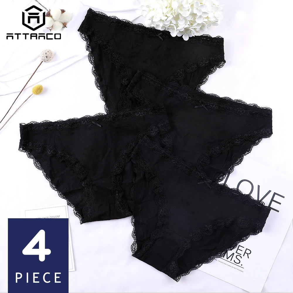 

ATTRACO Women Underwear Panties Briefs Cotton Soft Ladies Cozy Solid Packs of 4 Hot Sale Breathable Mid Waist High Quality Cute