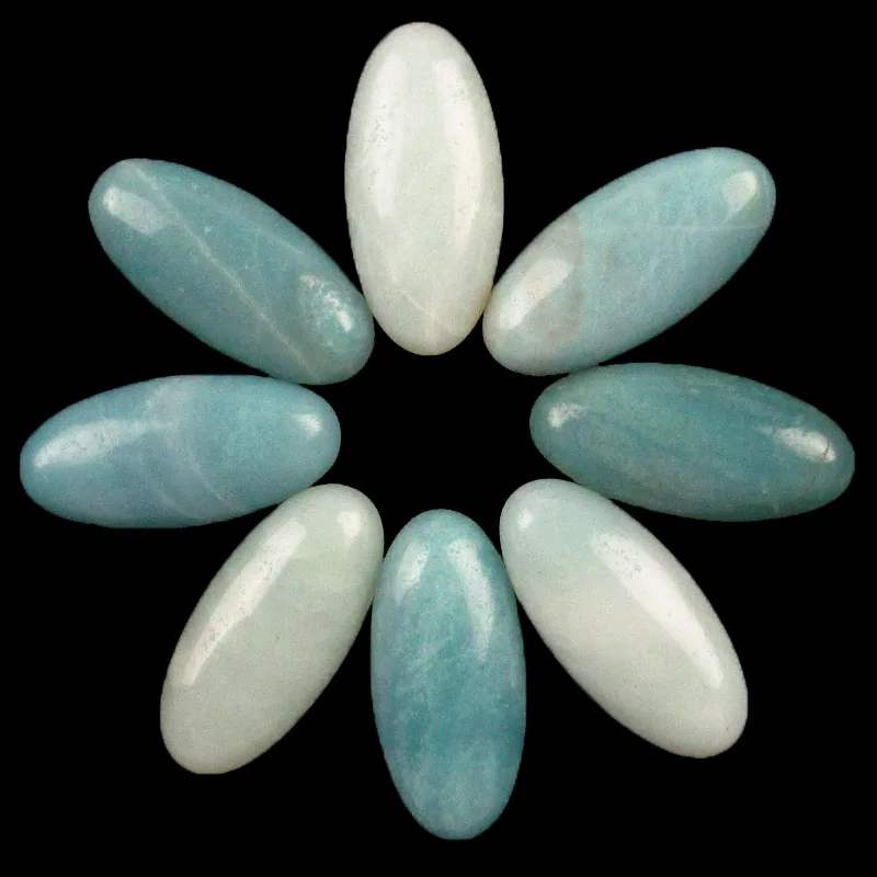 

8Pcs 32x14x5mm Amazonite Gem oval Cab Cabochon yl1931404(Send Randomly)