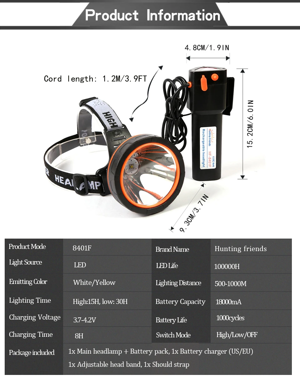 Мощный фонарь для охоты и друзей, супер яркий налобный фонарь, перезаряжаемый фонарь, водонепроницаемый Головной фонарь для охоты и рыбалки